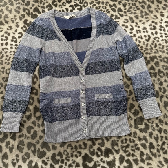 77kids by American Eagle Glitter Cardigan with Pockets in Blue Size XS 5 6 - Picture 6 of 17